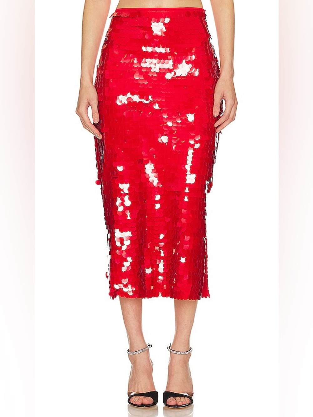 Lioness Night Rider Red Sequin Midi Skirt
